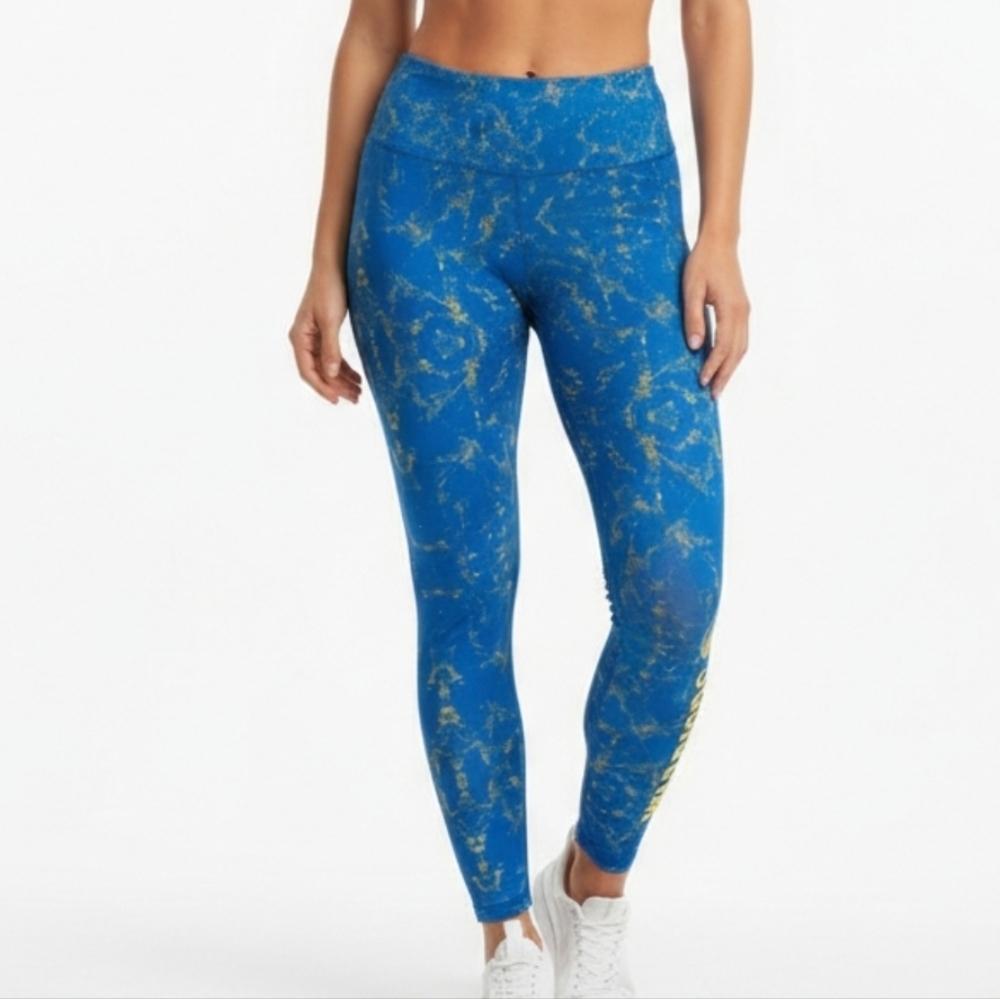 Foco Leggings Womens‎ NBA Golden State Warriors Active Athletic Blue Yellow M